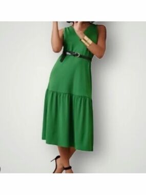 Banana Republic Green Tiered Skirt Midi Dress Small